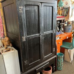 Primitive Black Hutch Cabinet 