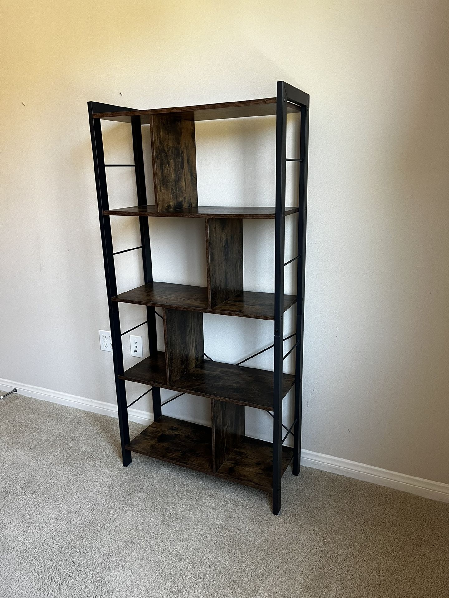 4-Tier Vintage Industrial Bookcase, Ladder/Display Shelf