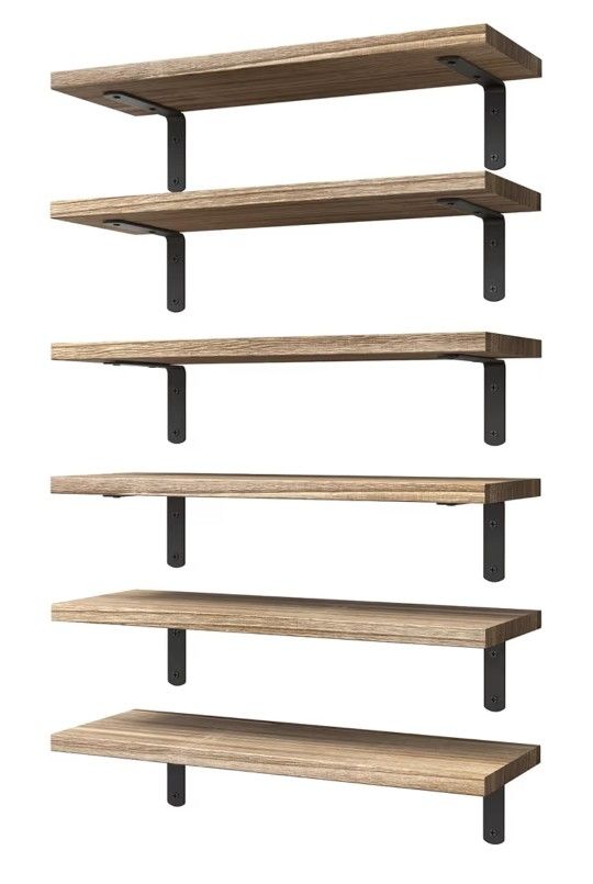 Rustic Brown 16.5 Wood Floating Shelves Set of 6 Shelves for Wall Decor Farmhouse Shelf