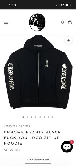 関税込 Chrome Hearts T-Bar Fuck You Zip Up Hoodie フーディ Buy Chrome Hearts Fuck You Tbar Logo Hoodie 'Black' - 1383