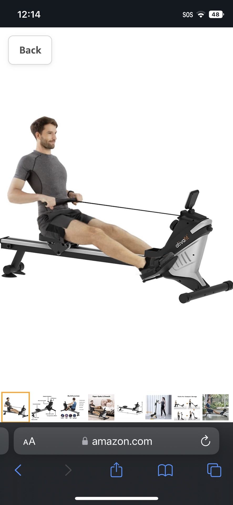ATIVAFIT Magnetic Rower Rowing Machine 8 Level Adjustable Resistance Exercise for Whole Body with LCD Monitor for Home Use Folding Magnetic Rower