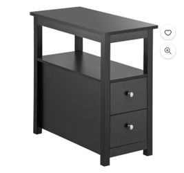 End Table Side cabinet with 2 Drawer and Shelf Narrow Nightstand Furniture Storage For Living Room Bedroom