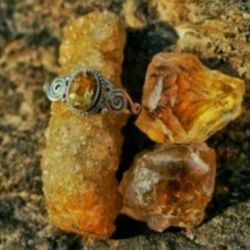 Sterling silver citrine set stone, multiple sizes available. 