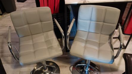 Set of 2 light grey fox Leather Bar Stools