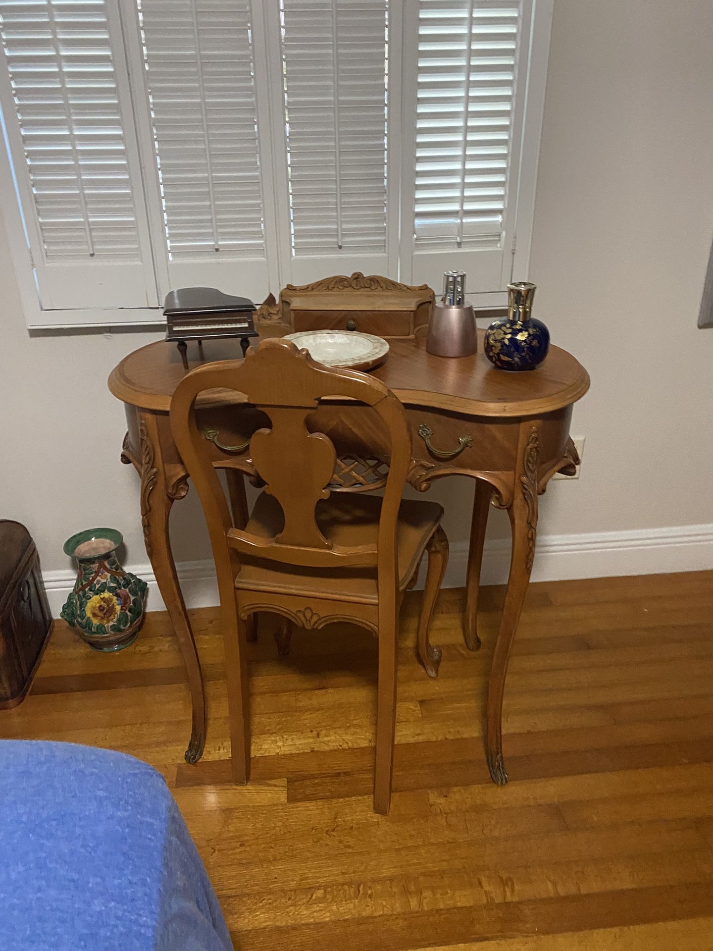 Antique Vanity/small Desk W Matching Chair