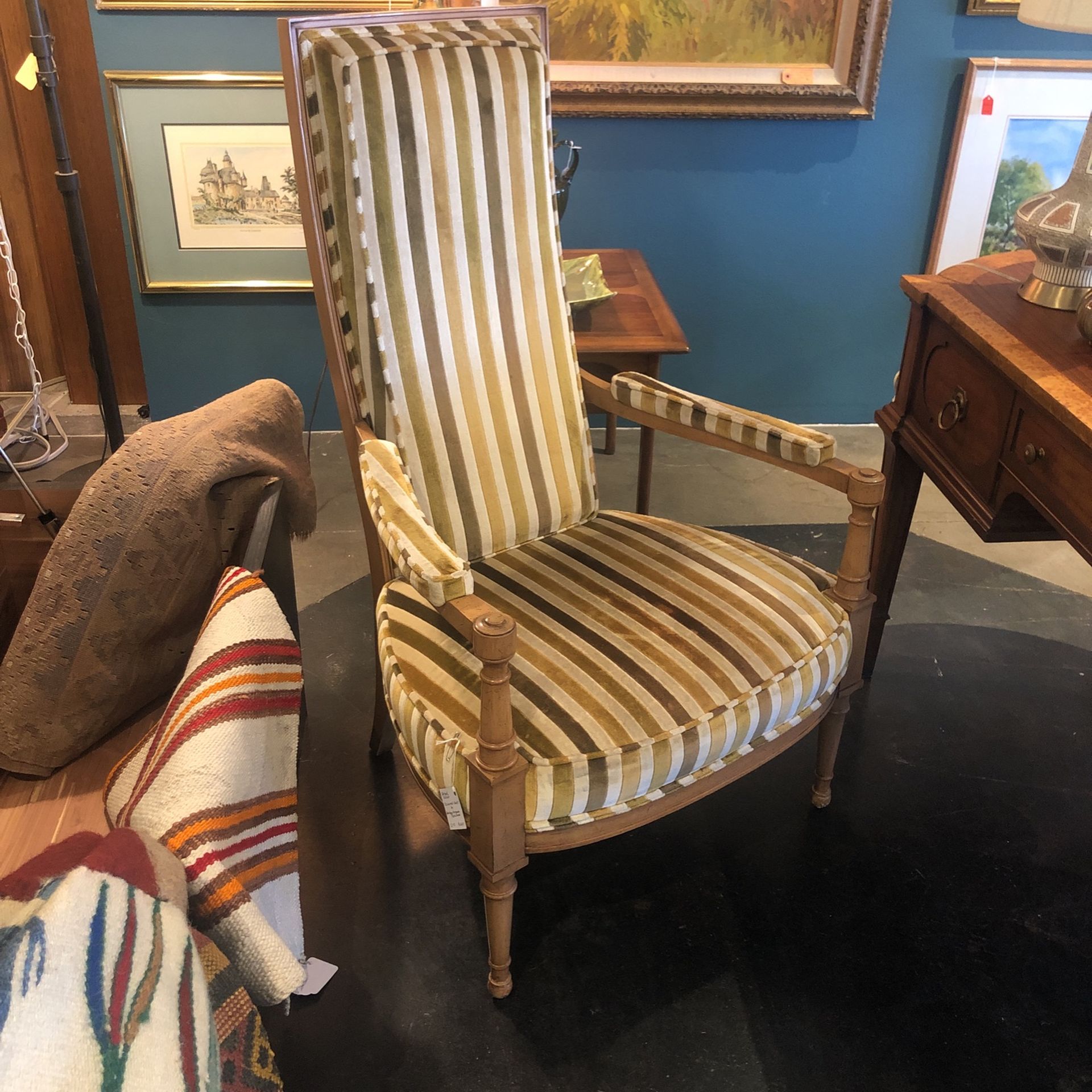 Vintage Striped Velvet Occasional Chair (C-15)