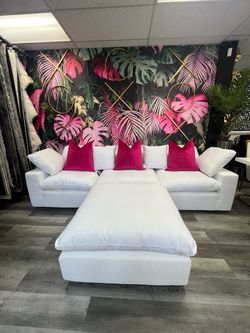 White Modular Sectional Sofa with Ottoman Message For Full Price