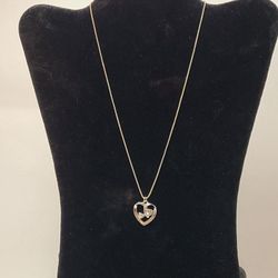 STERLING SILVER "Two Hearts One Love" Pendant And Chain 