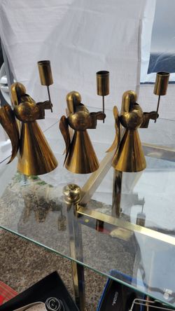 Vintage brass angel candle holder
