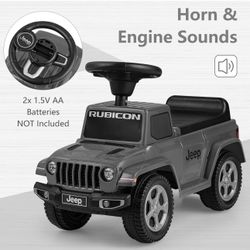 Ride On Push Car, Licensed Jeep Foot-to-Floor Toddler Sliding Racer with Engine Sound,Gray