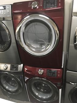 Samsung Red Front Load Washer Dryer Set