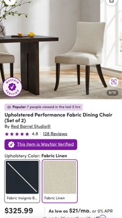 Upholstered Performance Fabric Dining Chair (Set of 2)