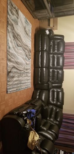 Beautiful ! Vacherie Black Reclining Sectional Living Room Set - Couch