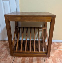 Wooden End Table with Magazine Rack & Pull-Out Shelf - 23"x16"x24.25"