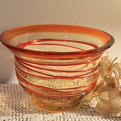 Vintage Blown Art Glass Bowl
