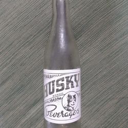 Vintage Husky Beverages glass soda/pop bottle 