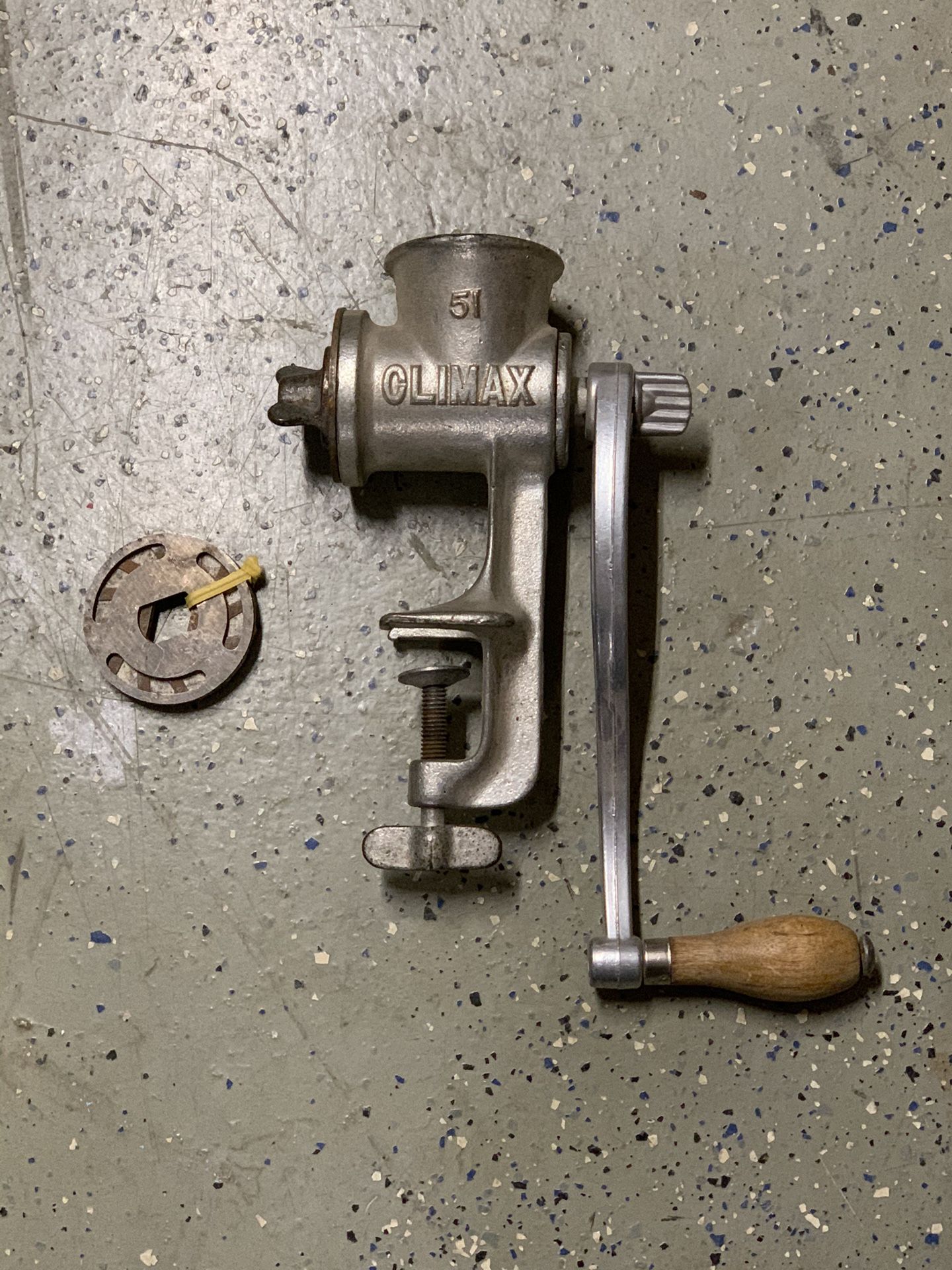 Vintage Climax 51 Table Mount Hand Crank Meat Grinder / Food Chopper