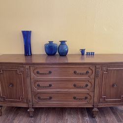 Antique Solid Wood Buffet Table Cabinet Drawers