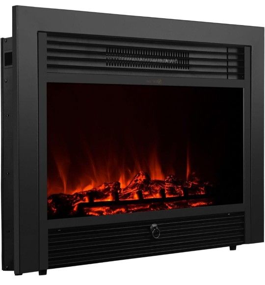 Electric Fireplace Insert w/Remote & Timer 28.5" 1500W Adjustable 3D Flame Space Heater Wall Firebox Indoor Stove Room Fake Place