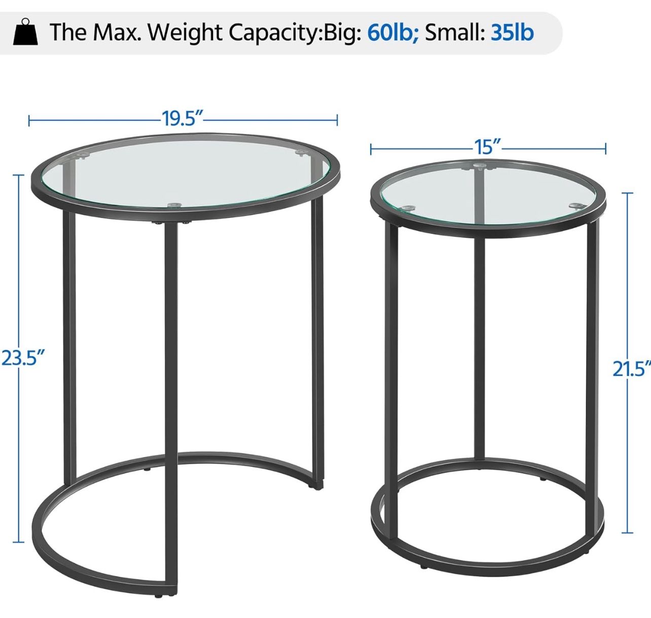 Yaheetech Round Nesting End Table Set of 2,Stacking Coffee Tables Set