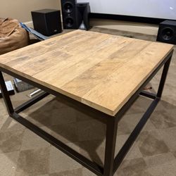 Modern Wood & Metal Square Coffee Table