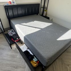 Queen Storage Bed Frame + 10” Gel Memory Foam Mattress – 4 Drawers