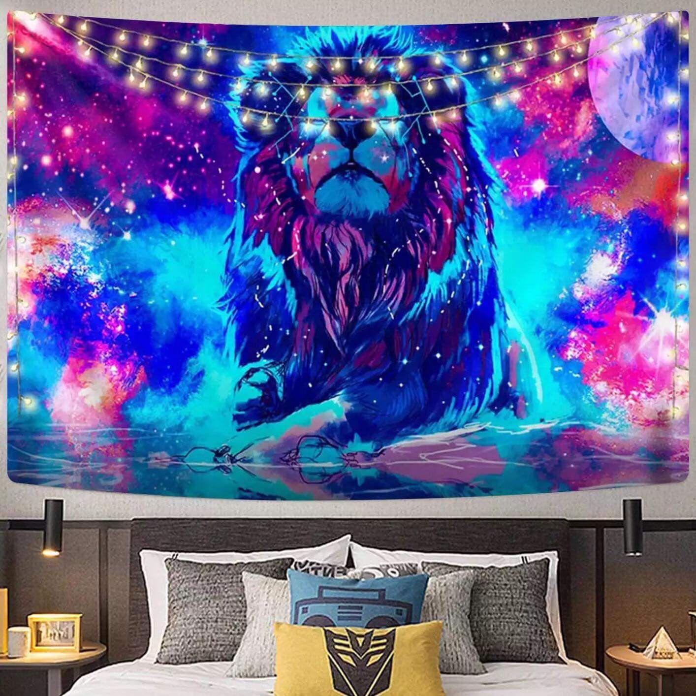 Psychedelic Astral Lion Tapestry