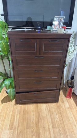 Dark Brown Tall Chest of Drawers- Dresser