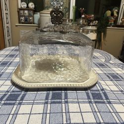 GG Collection Ceramic And Glass Extra Large Pastry Cake Keeper 