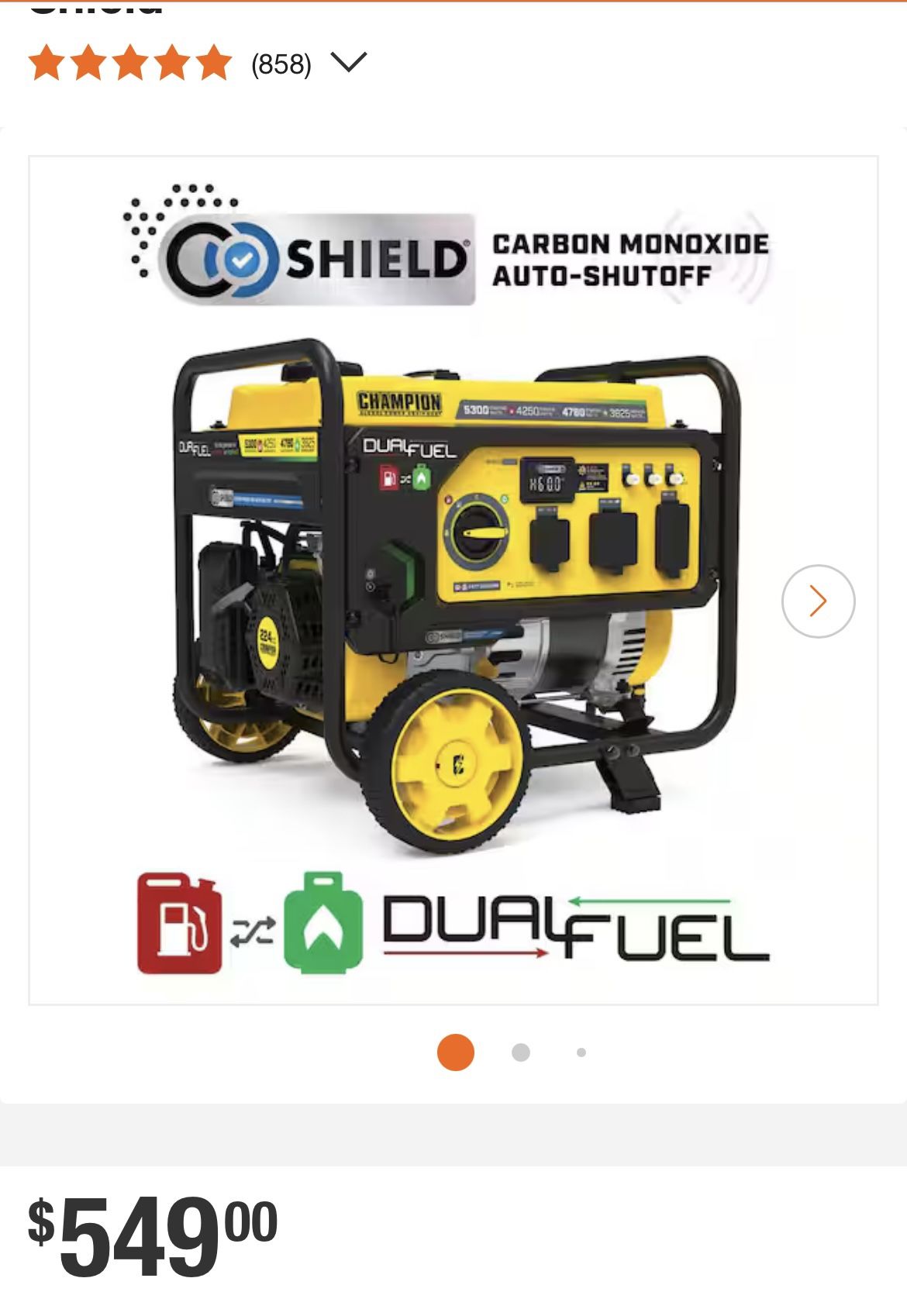 Dual Fuel Champion Generator