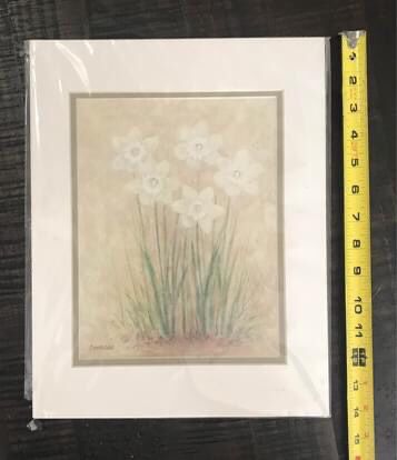 Matted Print Flowers Ready to Frame just $3