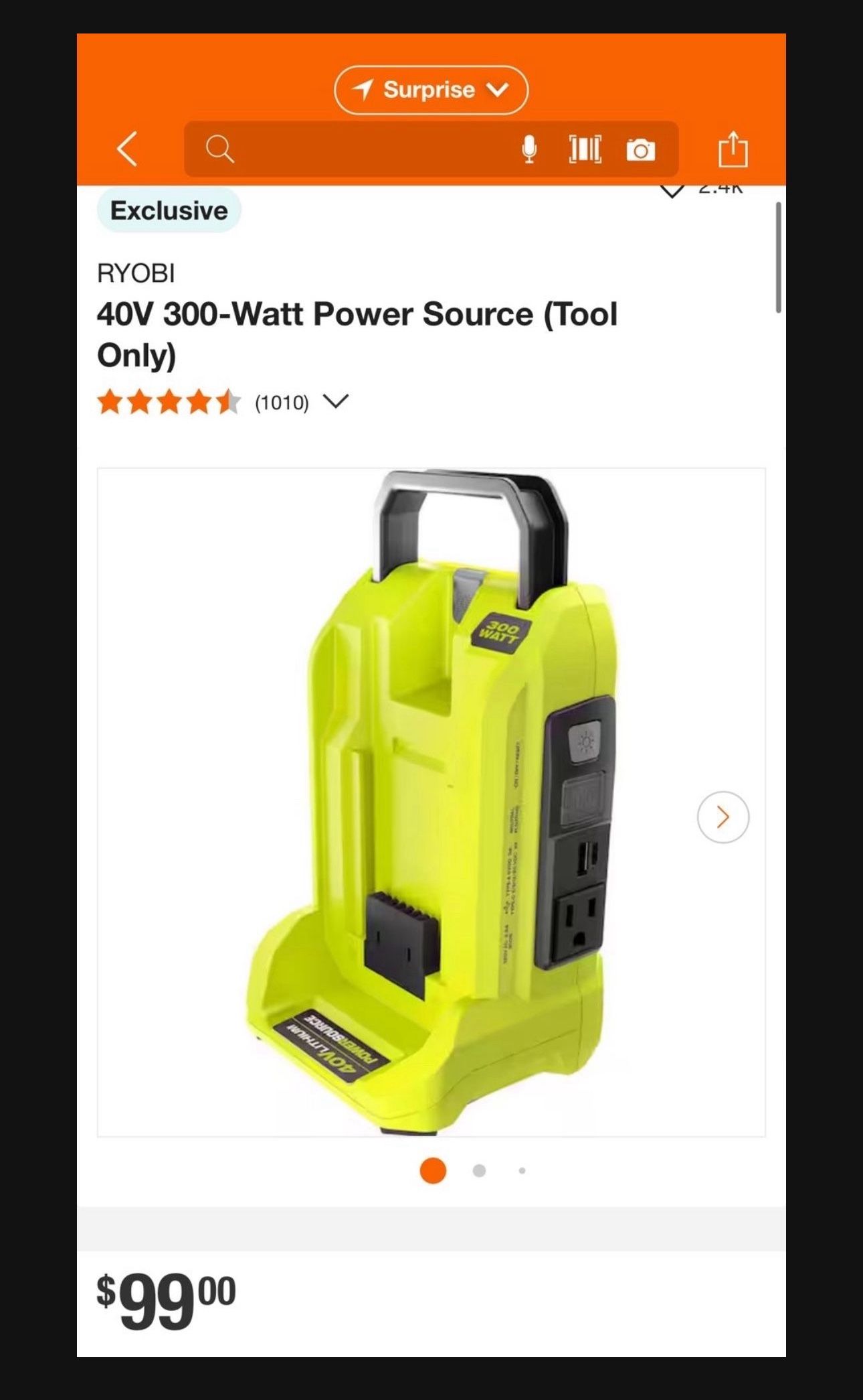 40V 300-Watt Power Source (Tool Only)