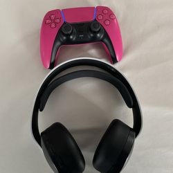 PS5 headphones and controller