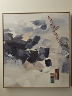 Canvas, New, Blue/grey/white, Has Some 3-D Features, Dimensions: 37" tall, 32.5" wide