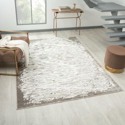8x10 Low Pile Quick Clean Artistic Abstract Area Rug, Taupe Gray, NEW. $70 ea or 2/$120
