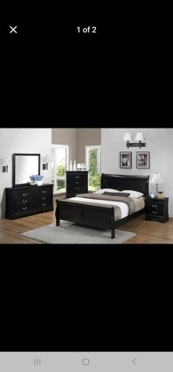 Brand New 4pc Black Bedroom Set. (4 Sizes)