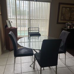 Glass Top Dinning Table 4 Chairs 