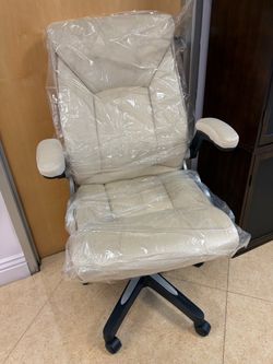 Brand new Cream Leather Office Chair with Armrests