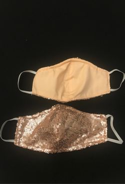 Rose gold sequin fancy mask triple layer with nose clip