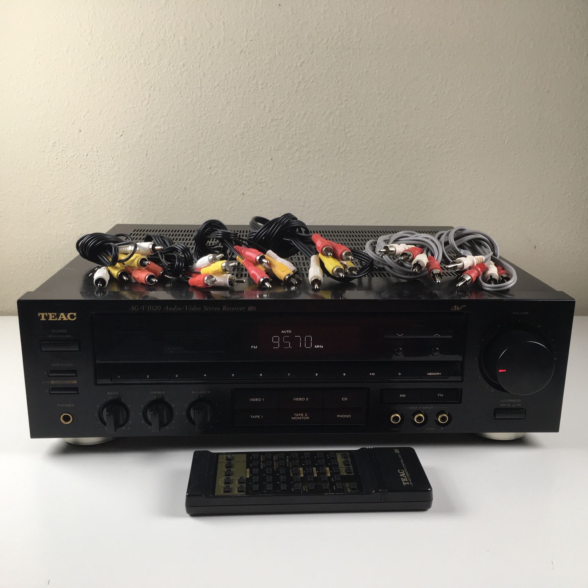 TEAC AG-V1020 Audio Visual Digital AM/FM Stereo Receiver Remote Cords