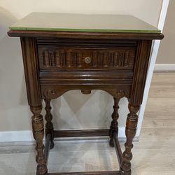 Vintage Limberts Arts Furniture Table with Drawer & Glass On Top / Side Table 