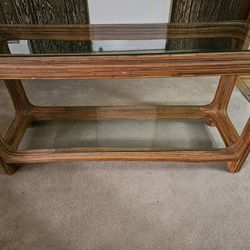 Wicker & Glass Sofa Table 