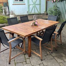Outdoor Teak Table and Chairs w/ Cover