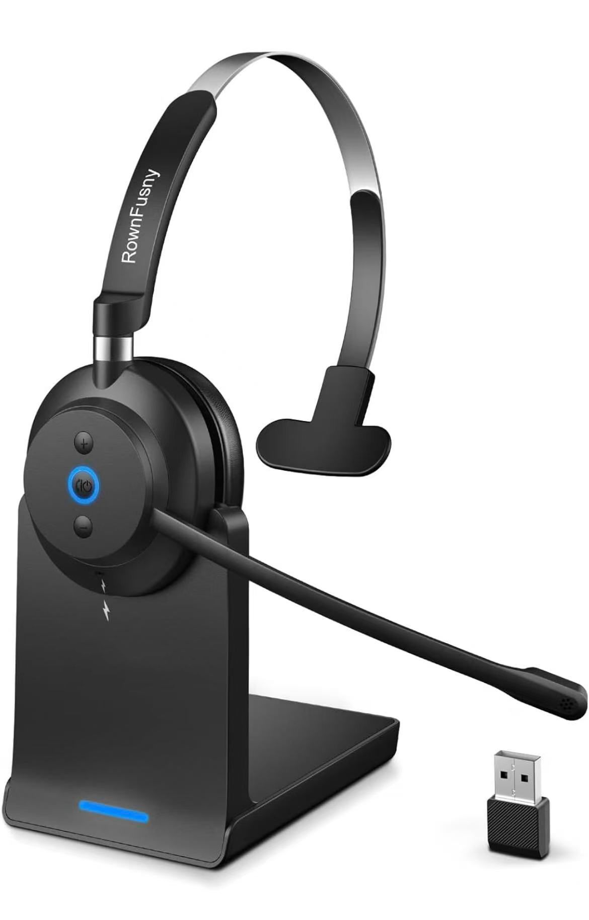 Bluetooth Headphones with Microphone, Computer Headset with Microphone, Bluetooth 5.3 Headset with Charging Base