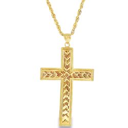 14k Yellow Gold Cross Charm Necklace