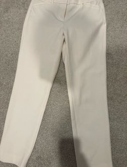 Cropped Straight Leg Cream Dress Pants