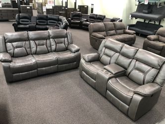 New Reclining Couch / Love Seat. Grey Or Brown Gel Leatherette. Free Delivery!