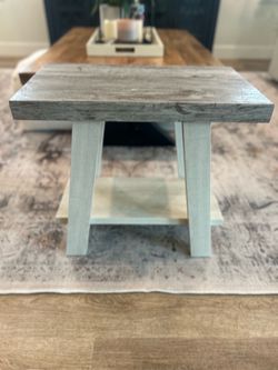 Farmhouse Wood End Table with Lower Shelf