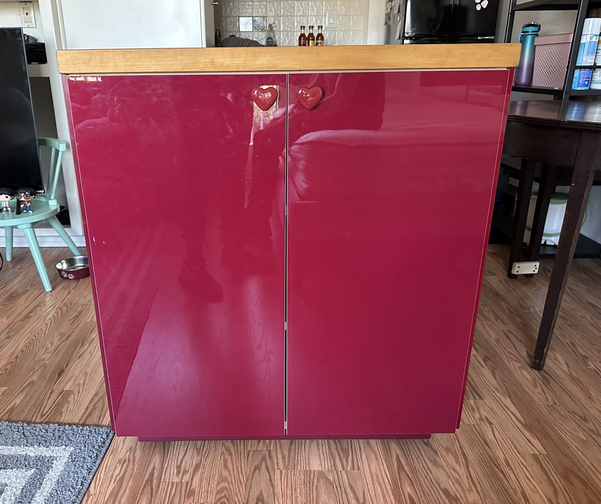 Red Rolling Dual Sided Storage Cabinet