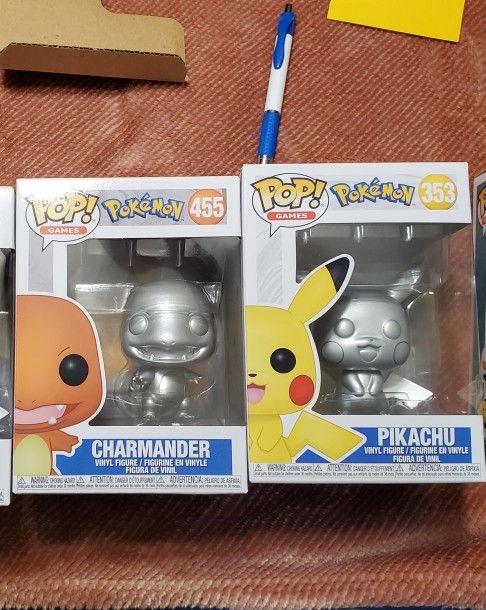 Charmander & Pikachu Silver Funko Pops